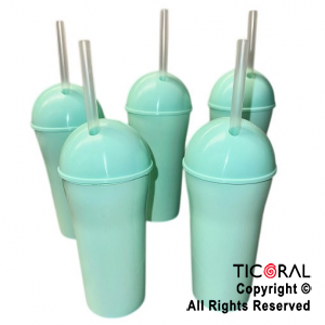 VASO DOMO CON SORBETE 400 ML VERDE PASTEL x 5